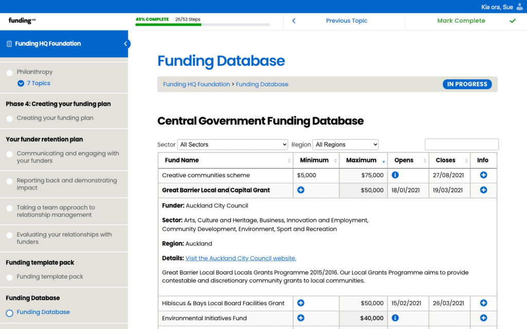 Funding Database